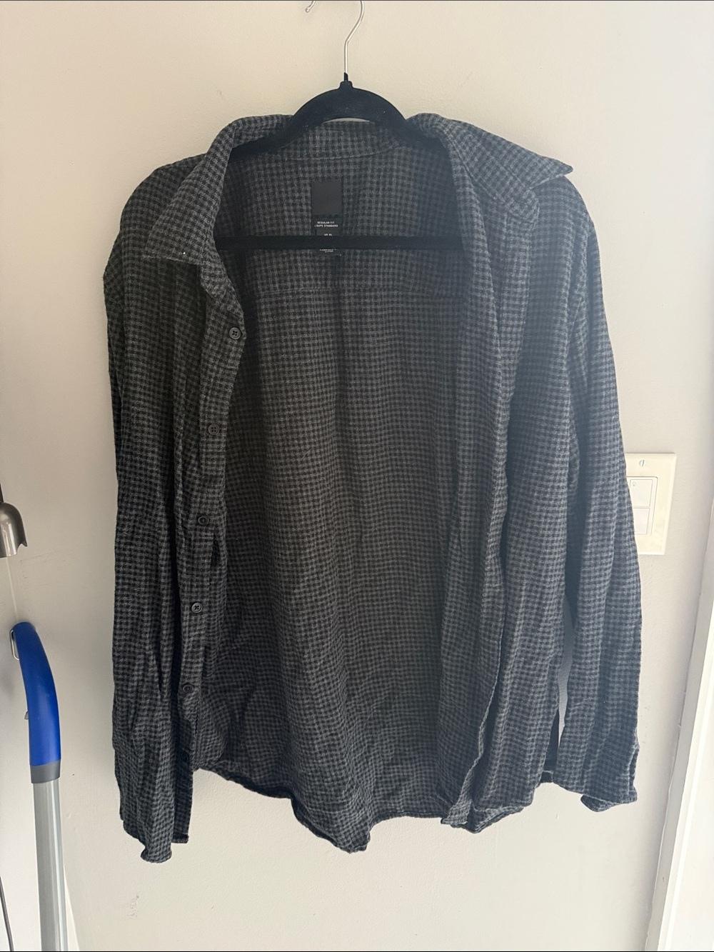 H&M Men's Gray Check Button-Up Jacket Shirt